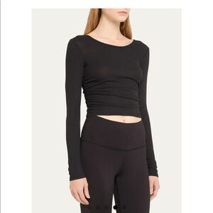 All yoga gathered long sleeve crop
